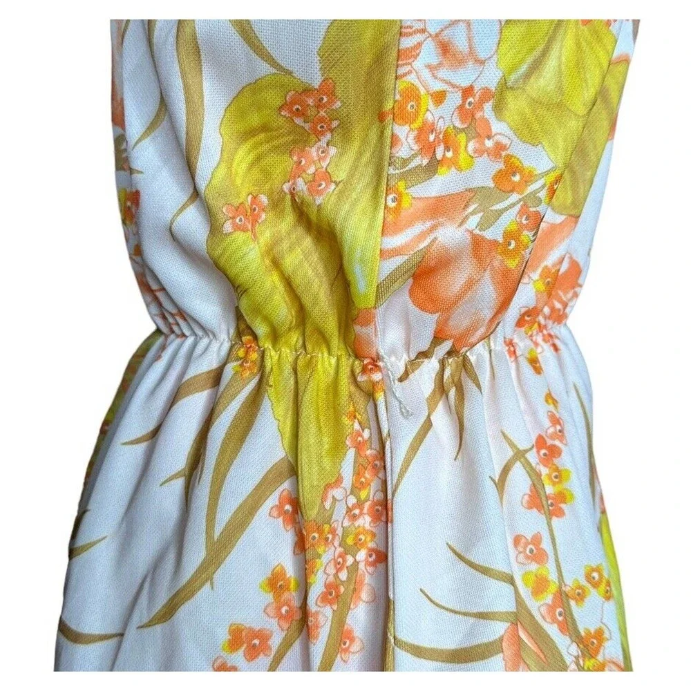 Vintage 70s 2 Piece Maxi Dress and Jacket Womens Mod Floral Tropical Stretch 16 - Picture 6 of 16
